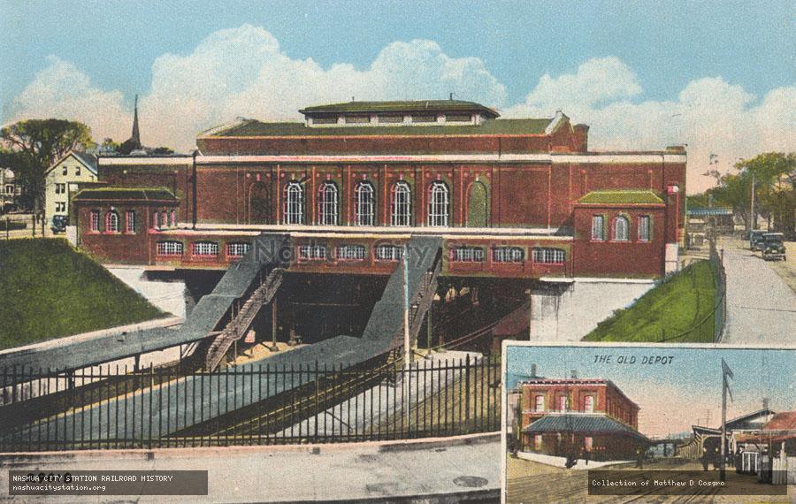 Postcard: Pawtucket-Central Falls Railroad Station and the Old Depot, Pawtucket, Rhode Island